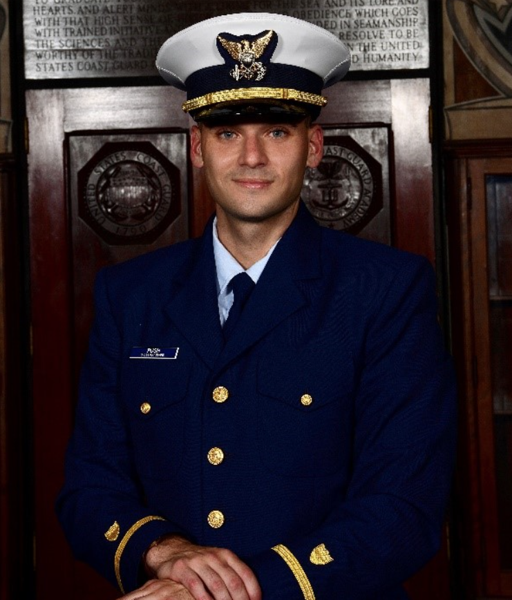 Portrait shot of Pugh in his dress uniform.