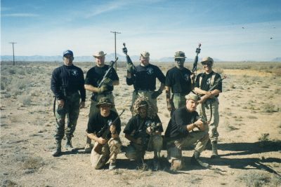 Eric Dorminey, back row, second from right, is pictured after a training scenario with opposition forces in the New Mexico desert. 