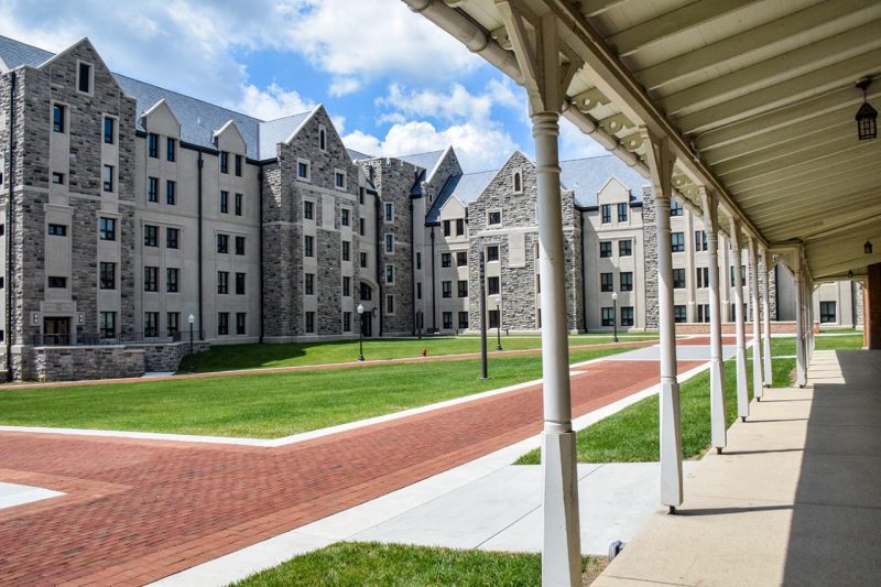 New Cadet Hall as seen from the porch of Lane Hall.
