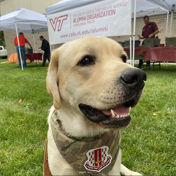 Growley III poses for a photo at an event on the Blacksburg campus.