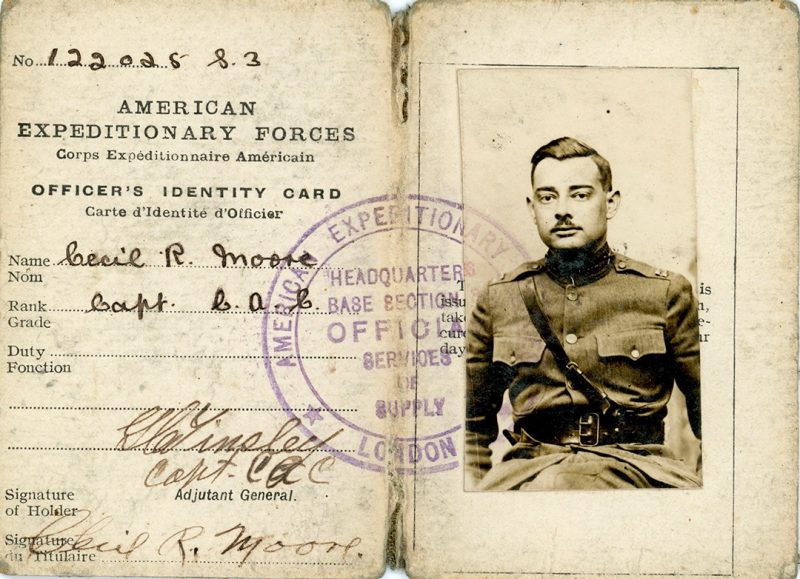 Then-Capt. Cecil R. Moore’s World War I military ID card, circa 1918.