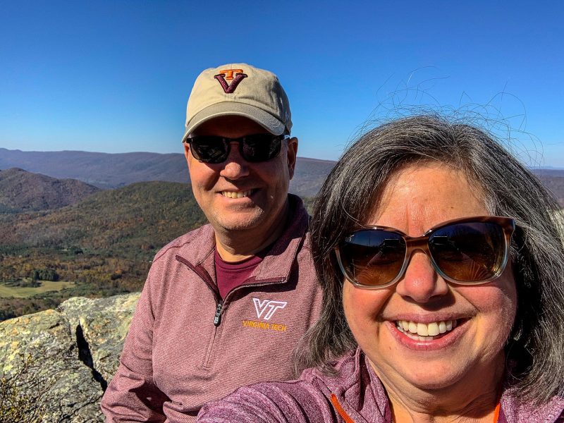 Jamie and Kiki McGrath during a hike near Blacksburg.