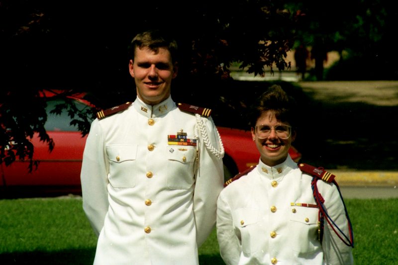 Jamie and Kiki McGrath as cadets in 1990.