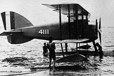 The Curtiss HA-2 after landing on water.