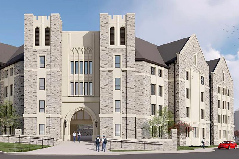 The architect’s rendering of the new Corps residence hall.