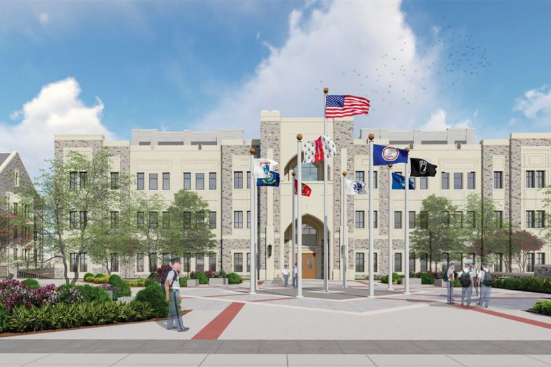 The architect’s rendering of the Corps Leadership and Military Science Building.