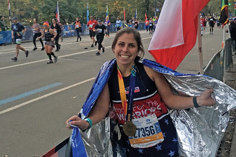 Hannah Santus after finishing the New York Marathon.