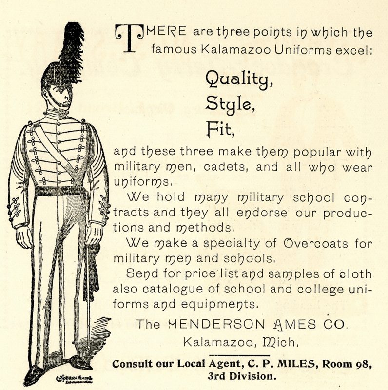 A 1905 Bugle advertisement for cadet uniforms. 