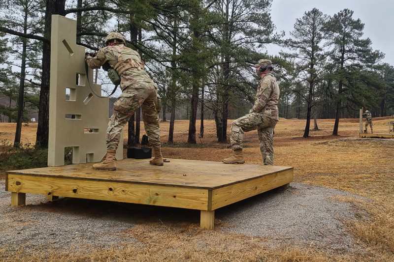 Cadets, with instruction from the 104th Training Division, qualifiy with the M4 rifle at the Fort Pickett.